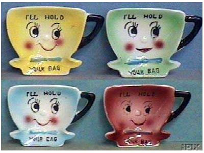   1950's Anthropomorphic Face Tea Bag Holders  